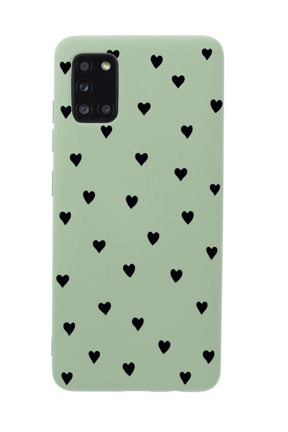 Samsung A31 Uyumlu Siyah Kalpler Desenli Premium Silikonlu Telefon Kılıfı
