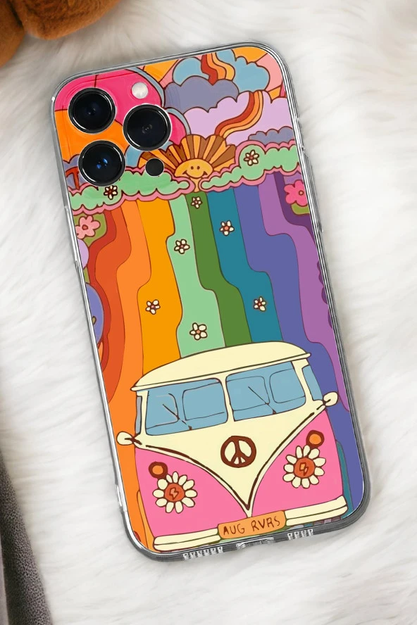 iPhone 15 Pro Max Uyumlu Sevimli Karavan Desenli Premium Silikonlu Şeffaf Telefon Kılıfı ürün görseli