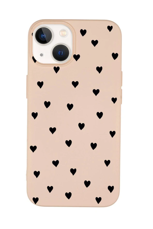 iPhone 15 Uyumlu Siyah Kalpler Desenli Premium Silikonlu Telefon Kılıfı - Resim 7