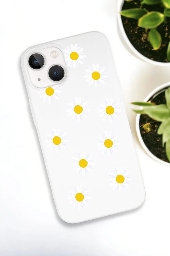 iPhone 15 Uyumlu Bahar Papatyalarır Desenli Premium Silikonlu Lansman Telefon Kılıfı - 3