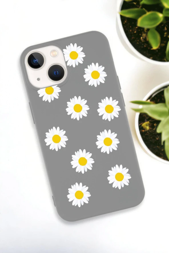 iPhone 15 Uyumlu Bahar Papatyalarır Desenli Premium Silikonlu Lansman Telefon Kılıfı - 4
