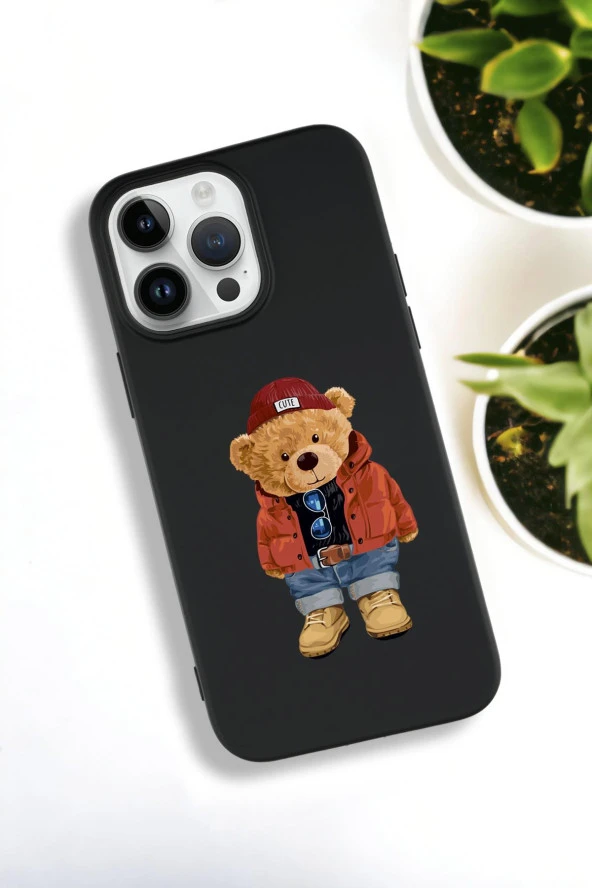 iPhone 15 Pro Uyumlu Teddy Bear Desenli Premium Silikonlu Lansman Telefon Kılıfı - Resim 2