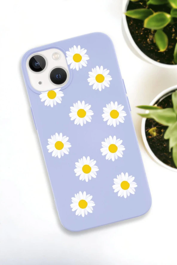 iPhone 15 Uyumlu Bahar Papatyalarır Desenli Premium Silikonlu Lansman Telefon Kılıfı - 7