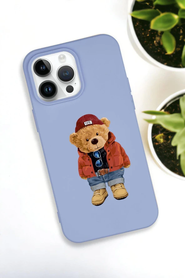 iPhone 15 Pro Uyumlu Teddy Bear Desenli Premium Silikonlu Lansman Telefon Kılıfı - Resim 7