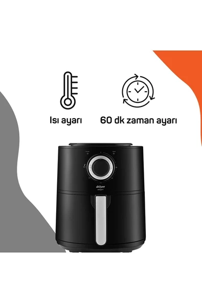 Arzum Ar2062-b Airtasty Yağsız Fitöz Airfryer, 4 Litre Kapasite, Gümüş - 4