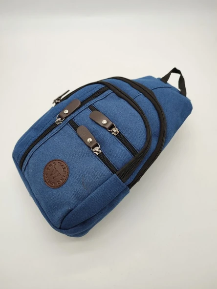 Orta Boy Sade Model Erkek El ve Göğüs Çantası Mavi Renk