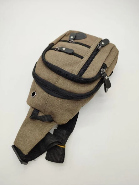 Küçük Boy Sade Model Erkek El ve Göğüs Çantası Haki Renk - Resim 7