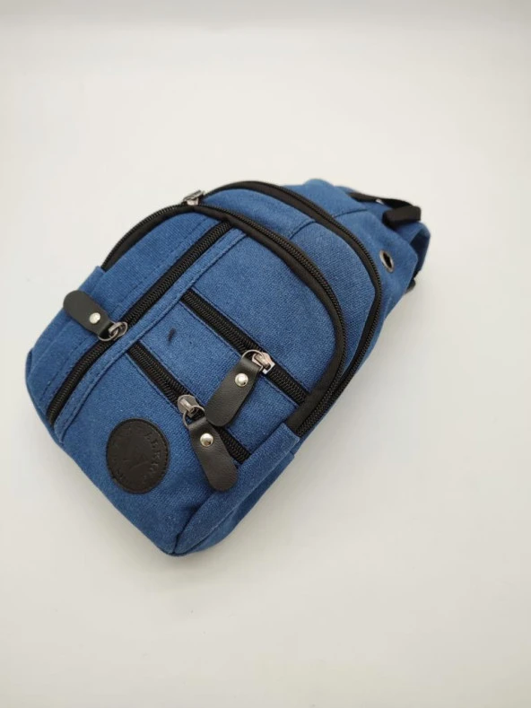 Küçük Boy Sade Model Erkek El ve Göğüs Çantası Mavi Renk - Resim 4