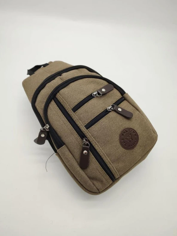 Orta Boy Sade Model Erkek El ve Göğüs Çantası Haki Renk - Resim 3