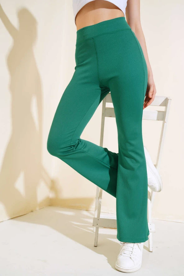 İnce Fitilli İspanyol Pantolon Yeşil
