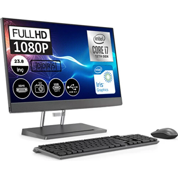 Lenovo Ideacentre 24IAH7 Intel Core Intel Core i7 12700H 16GB 512GB SSD Freedos 23.8" FHD AIO Bilgisayar F0GR0079TXF01 - Resim 2
