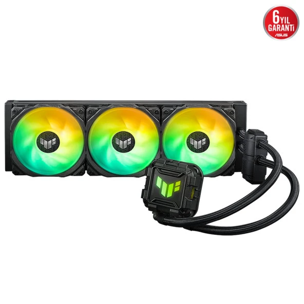 ASUS TUF GAMING LC 360 ARGB AIO AURA SYNC 120MM ADRESLENEBILIR RGB FAN NCVM KAPLAMALI RGB POMPA KAPAGI SIVI CPU SOGUTUCUSU