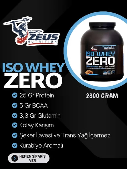 Zeus Nutrıtıon Iso Whey Zero Protein Tozu 2300Gr-Kurabiye-Aroma-Shaker