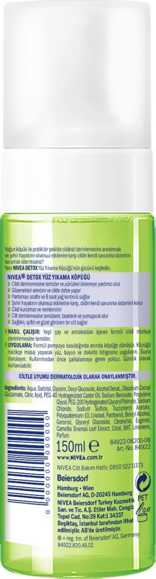 NIVEA Detox Yüz Yıkama Köpüğü Yağlı Ciltler 150ml Gözenek Arındırıcı Yeşil Çay ve Antioksidan içerir - 3
