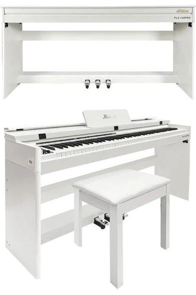 Midex PLX-140 PRO-WH Dijital Piyano Tuş Hassasiyetli Bluetooth 88 Tuşlu Kapaklı (Kulaklık ve Tabure) - Resim 4