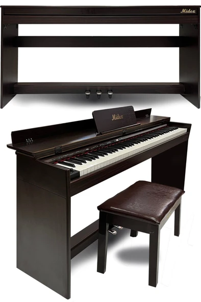 Midex PLX-140 PRO-SR Dijital Piyano Bluetooth Tuş Hassasiyeti 88 Tuşlu Kapaklı (Kulaklık ve Tabure) - Resim 4