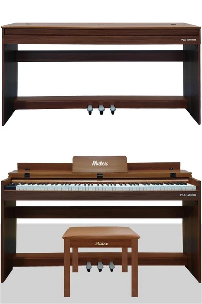 Midex PLX-140 PRO-OR Dijital Piyano Bluetooth Tuş Hassasiyeti 88 Tuşlu Kapaklı (Kulaklık ve Tabure) - Resim 4