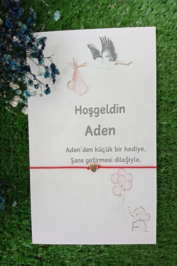 Leylek & Fil Konsept | 20 Adet Gold Kalpli Şans Bilekliği - Bebek Hediyesi - Diş Buğdayı Hediye - 2