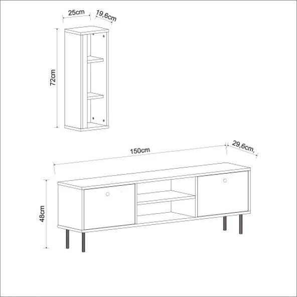 BMdekor TV Ünitesi Cunda Beyaz LED Işıklı 150 cm - 5
