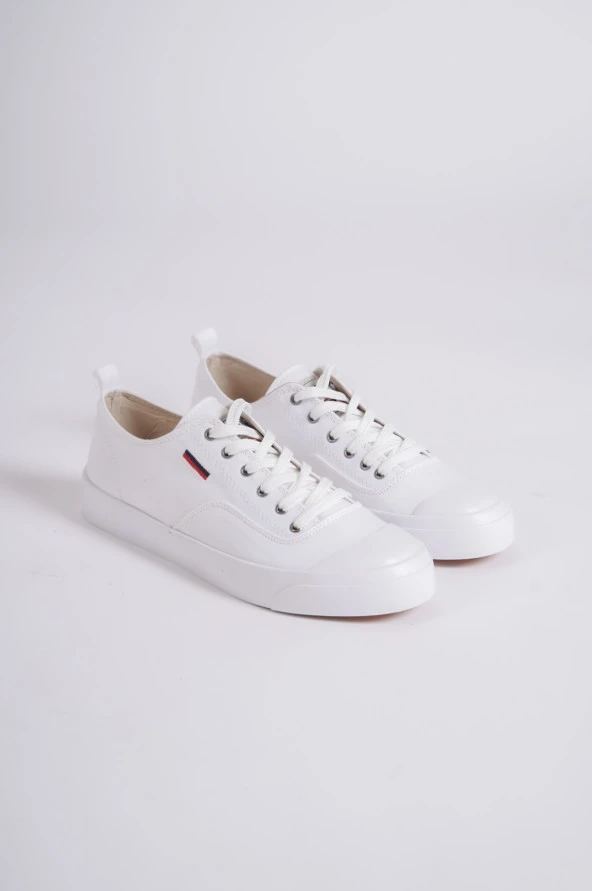 BA0223 BOA Rahat Düz Taban Keten Bağcıklı Beyaz Günlük Erkek Ayakkabı - Resim 6