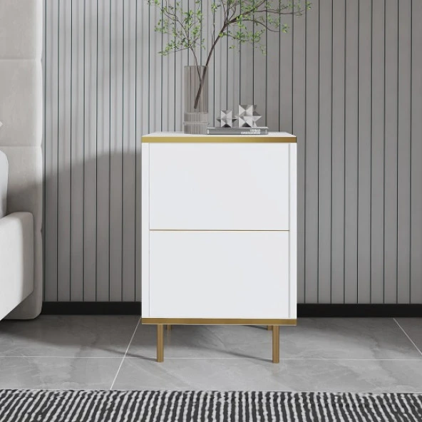 BMdekor Komodin Kozan Beyaz Gold - 2