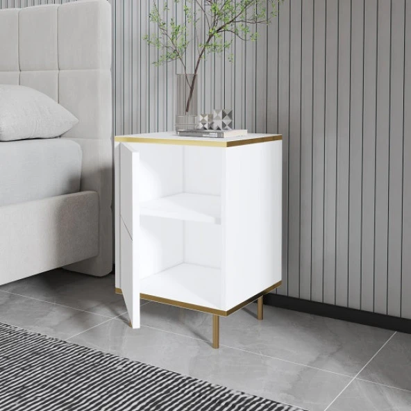 BMdekor Komodin Kozan Beyaz Gold - 4
