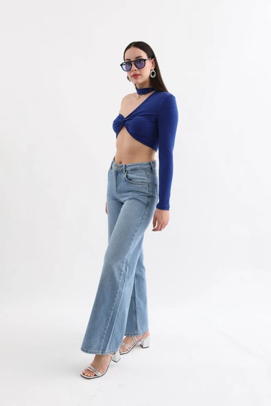 Kadın Geniş Kesim Jean Pantolon - Resim 6