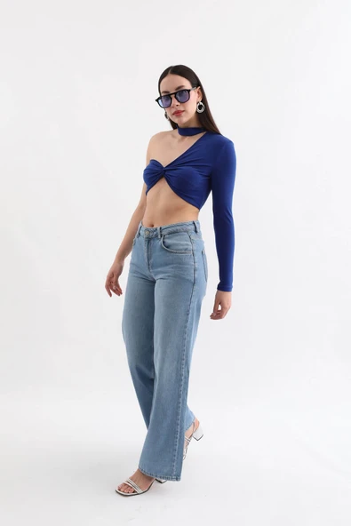 Kadın Geniş Kesim Jean Pantolon - Resim 5