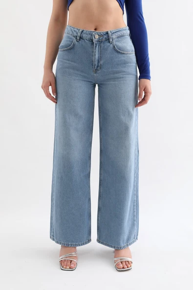 Kadın Geniş Kesim Jean Pantolon - Resim 9