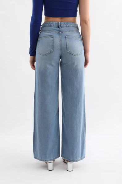 Kadın Geniş Kesim Jean Pantolon - Resim 10