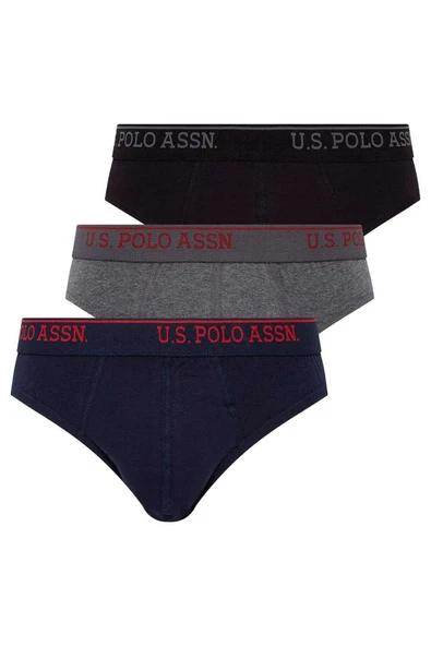 U.S. Polo Assn. Erkek 3'lü Slip Siyah - Antrasit - Lacivert - 1