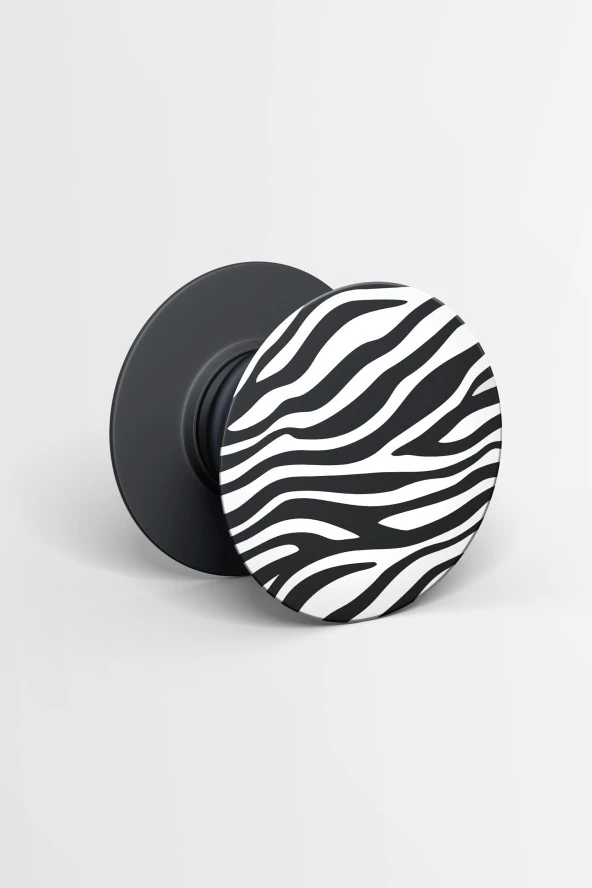 Popsocket Zebra Desenli Silikon Dokulu Damla Baskı Telefon Tutacağı