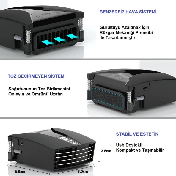 UpWay GT202 IETS Notebook Laptop Vakum Soğutucu Fan Dijital Göstergeli Hızlı Soğutma - 5