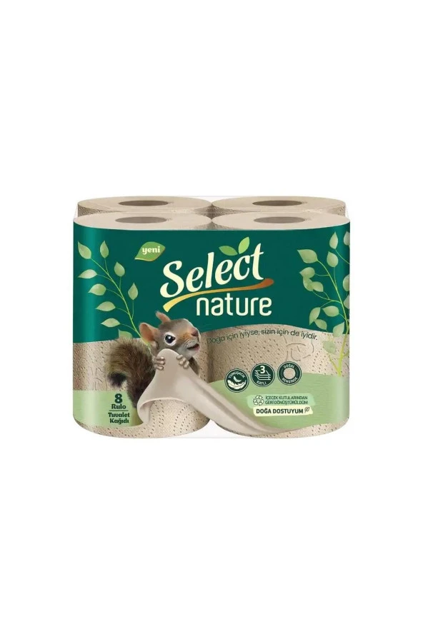 SELECT NATURE 3 Katlı Tuvalet Kağıdı 8Li