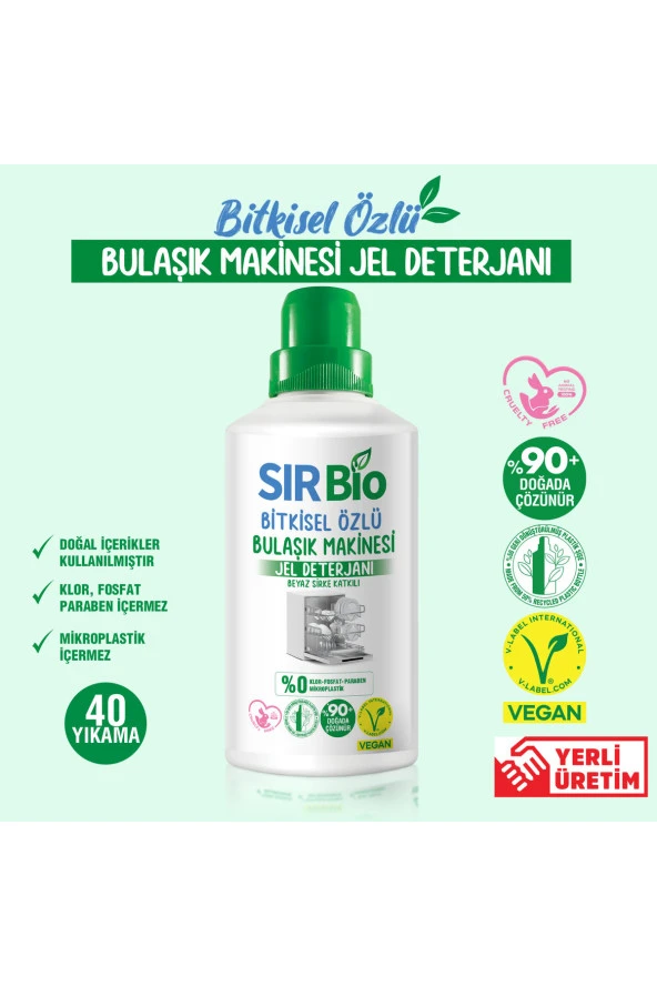 SIR BİO Bio Bitki Özlü Bulaşık Makinası Deterjanı 1000 Ml 40 Yıkama