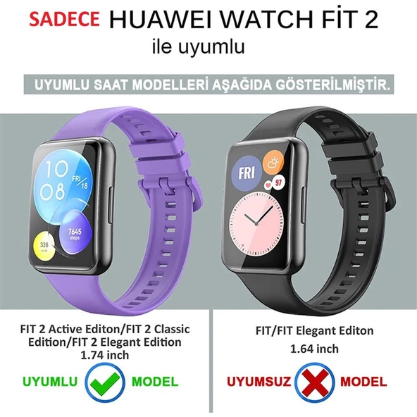 Huawei Watch Fit 2 Kordon Silikon Bileklik Kopçaklı Kordon Mix - 2