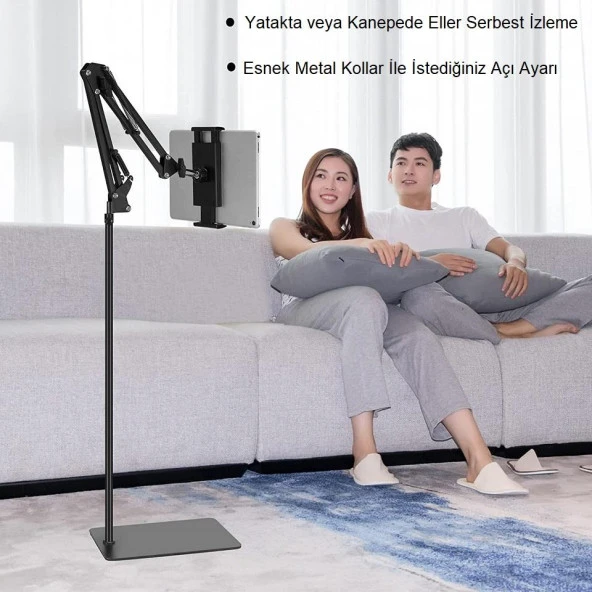 UpWay Tablet Telefon Zemin Standı 175cm Universal 360 Derece Hareketli 4-11 inç Uyumlu - 7