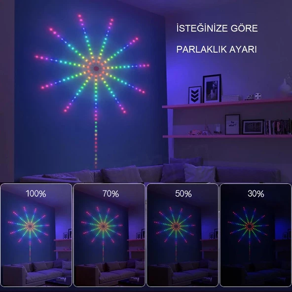 UpWay Havai LED Bluetooth RGB 156 Led USB Akıllı Dekoratif Ses Müzik Destekli - 6