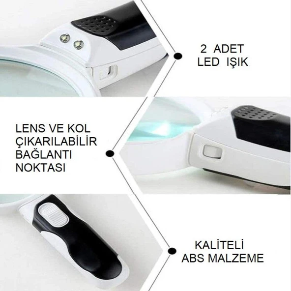 UpWay 5X Optik Büyüteç LED Işık Aydınlatma Çift Katmanlı 80mm Lens Çapı - 7