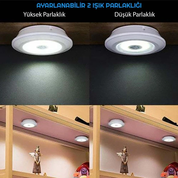 UpWay Kumandalı Dolap Tezgah Üstü Parlaklık Ayarlanabilir COB LED Gece Lambası-3’lü Paket - 3