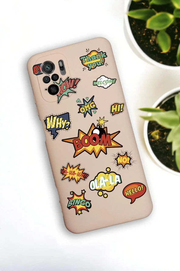 Redmi Note 10s Uyumlu Stickers Desenli Premium Silikonlu Lansman Telefon Kılıfı