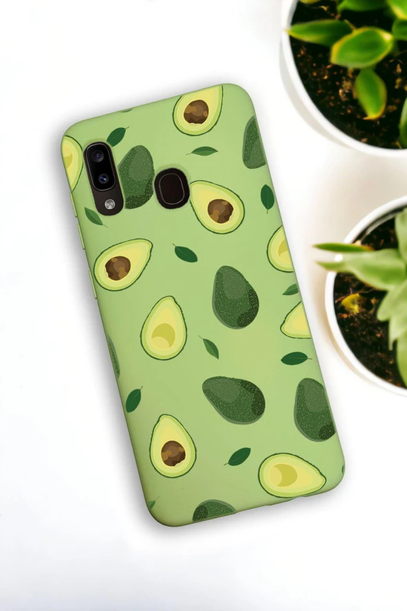 Samsung Galaxy A20 Uyumlu Avokado Desenli Premium Silikonlu Lansman Telefon Kılıfı ürün görseli