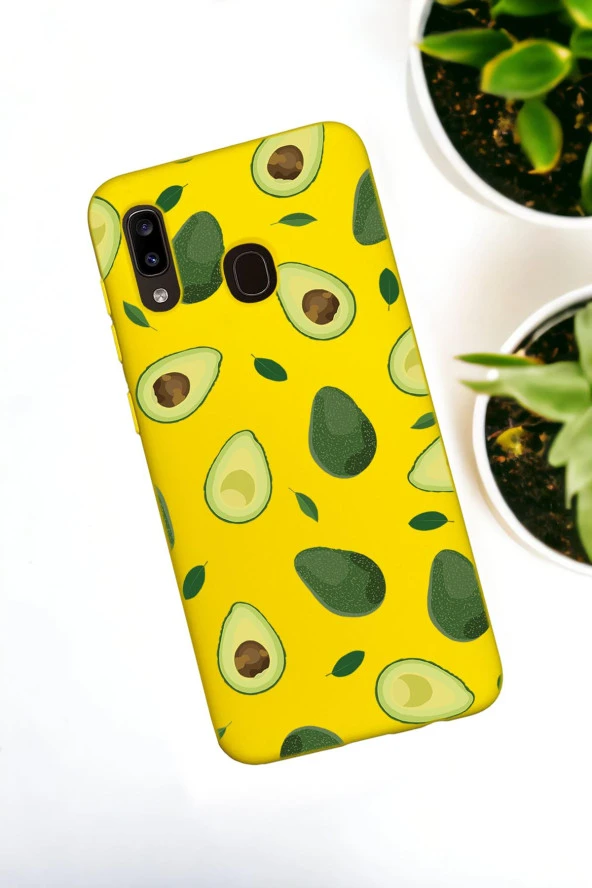 Samsung Galaxy A20 Uyumlu Avokado Desenli Premium Silikonlu Lansman Telefon Kılıfı - Resim 2