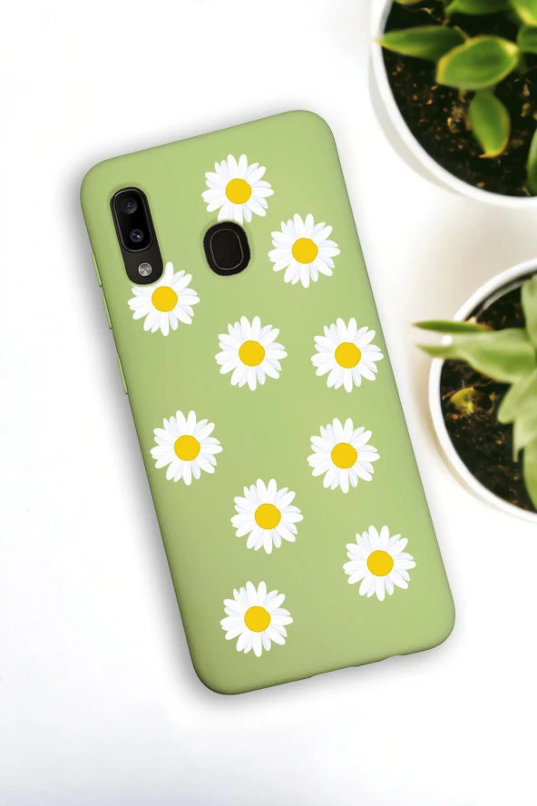 Samsung Galaxy A20 Uyumlu Bahar Papatyalarır Desenli Premium Silikonlu Lansman Telefon Kılıfı ürün görseli