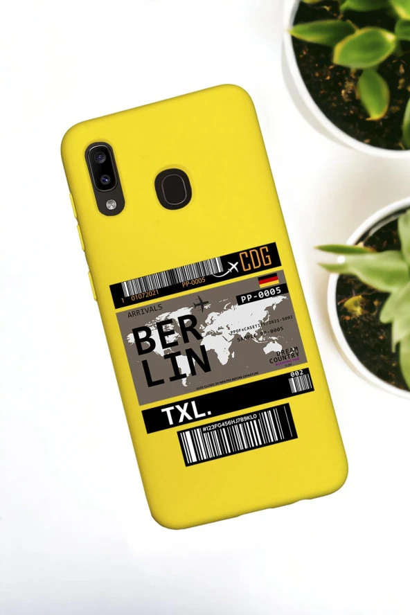 Samsung Galaxy A20 Uyumlu Berlin Ticket Desenli Premium Silikonlu Lansman Telefon Kılıfı - Resim 2