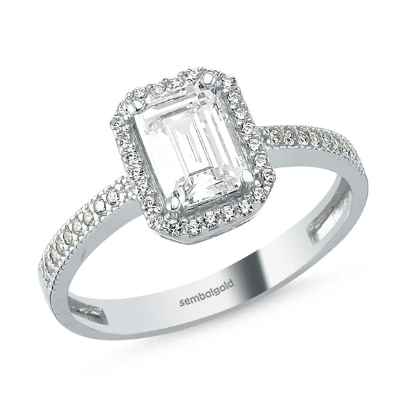 Baget Beyaz Altın Tektaş Yüzük 1,00 Karat ürün görseli 1