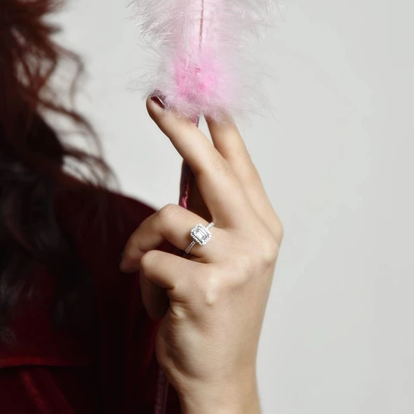 Baget Beyaz Altın Tektaş Yüzük 1,00 Karat - Resim 2