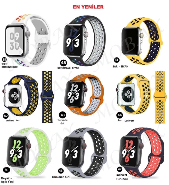 Apple Watch 42/44/45/46/49mm Kordon Delikli Spor Kordon 2/3/4/5/6/se/7/8/9/10/ultra - 2