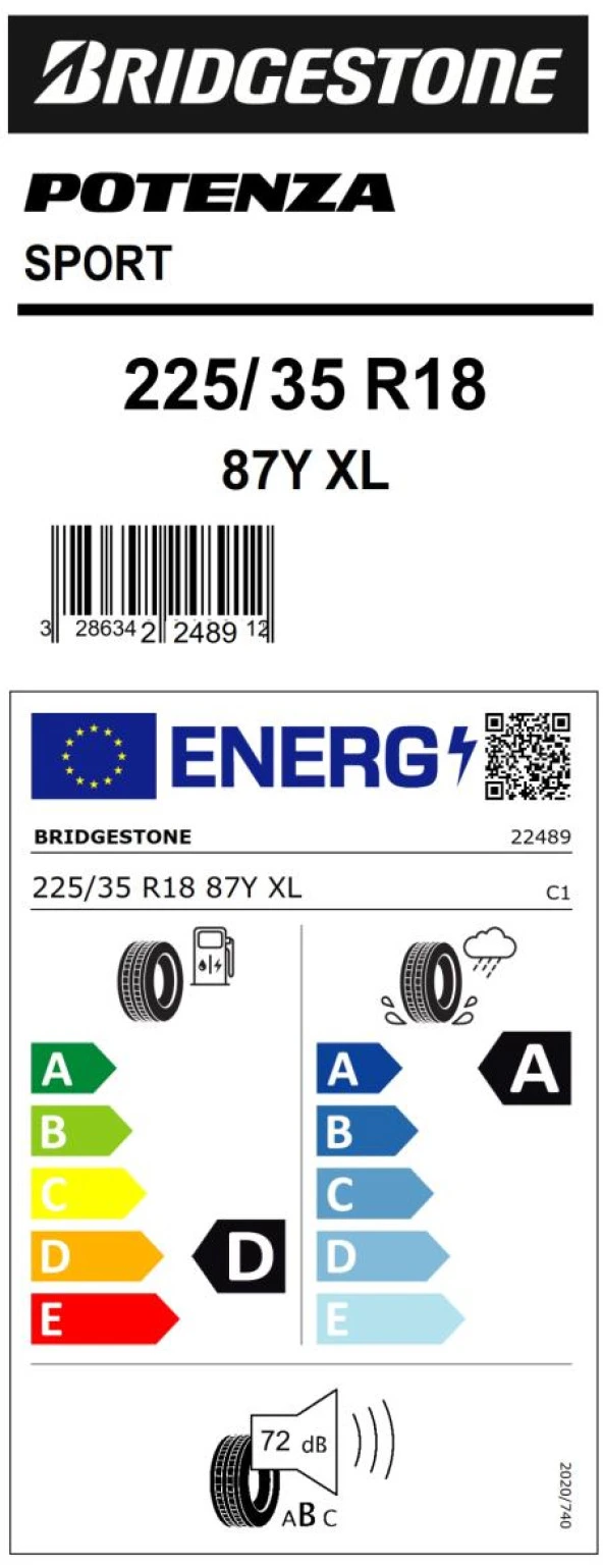 225/35R18 87Y XL POTENZA SPORT