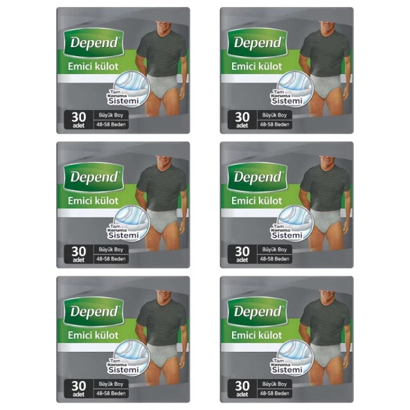 Depend Büyük Boy L Beden 30'lu 6 Paket Erkek Emici Külot